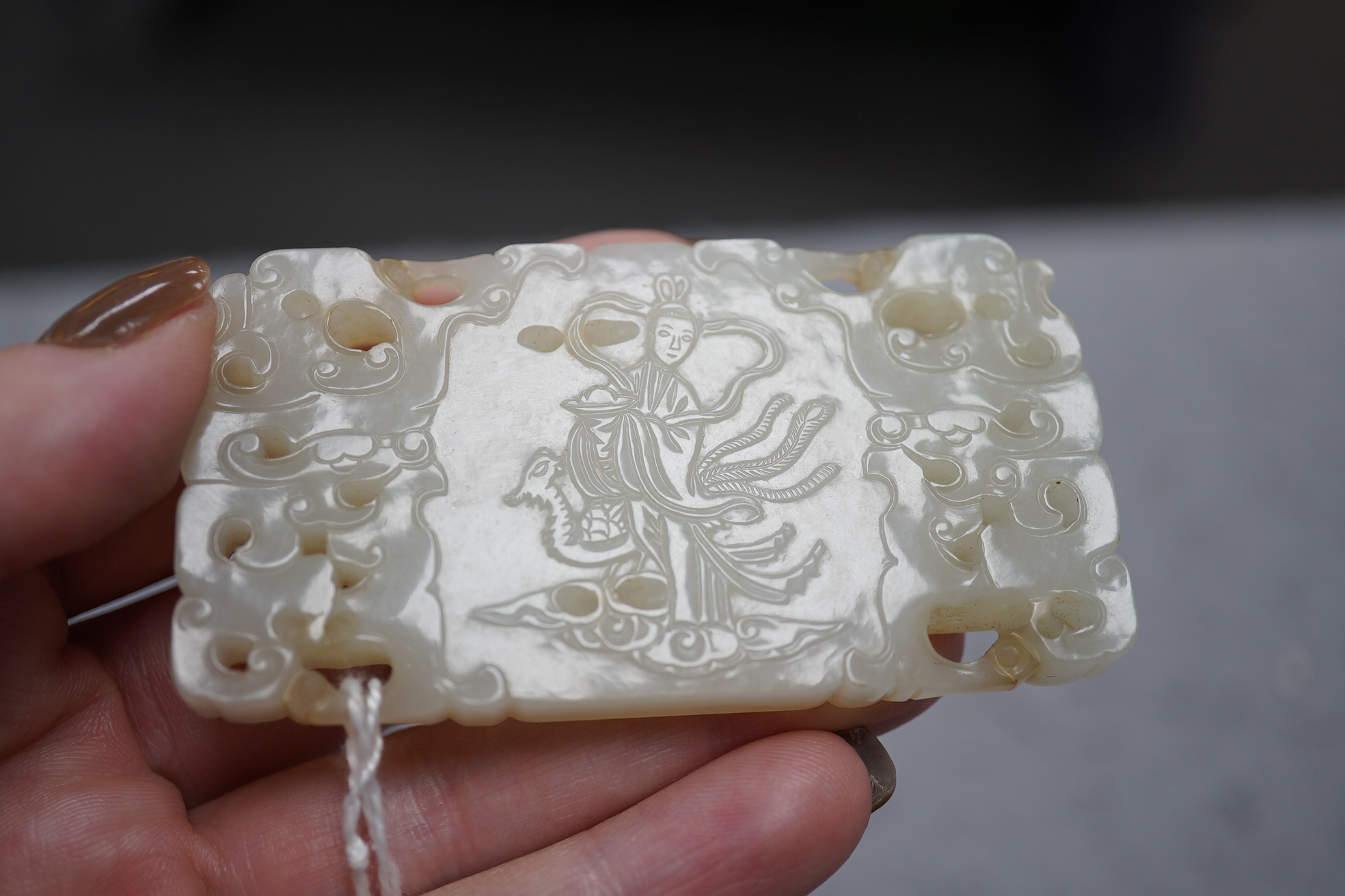 A fine Chinese inscribed white jade plaque, 18th/19th century